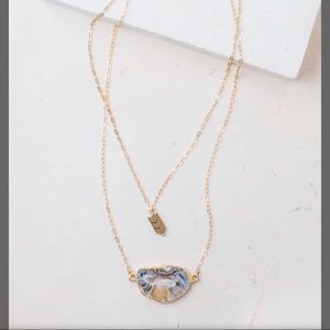 Black crystal and gold necklace